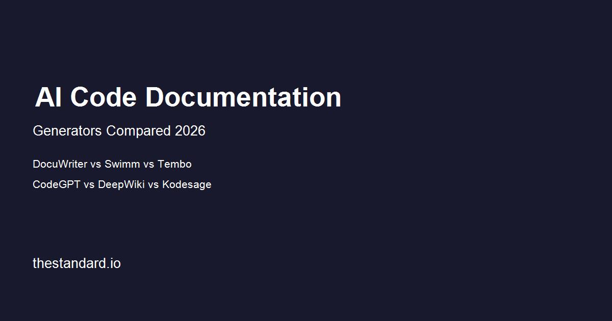 DocuWriter, Swimm, Tembo, CodeGPT, DeepWiki, and Kodesage — six AI code documentation generators compared for 2026