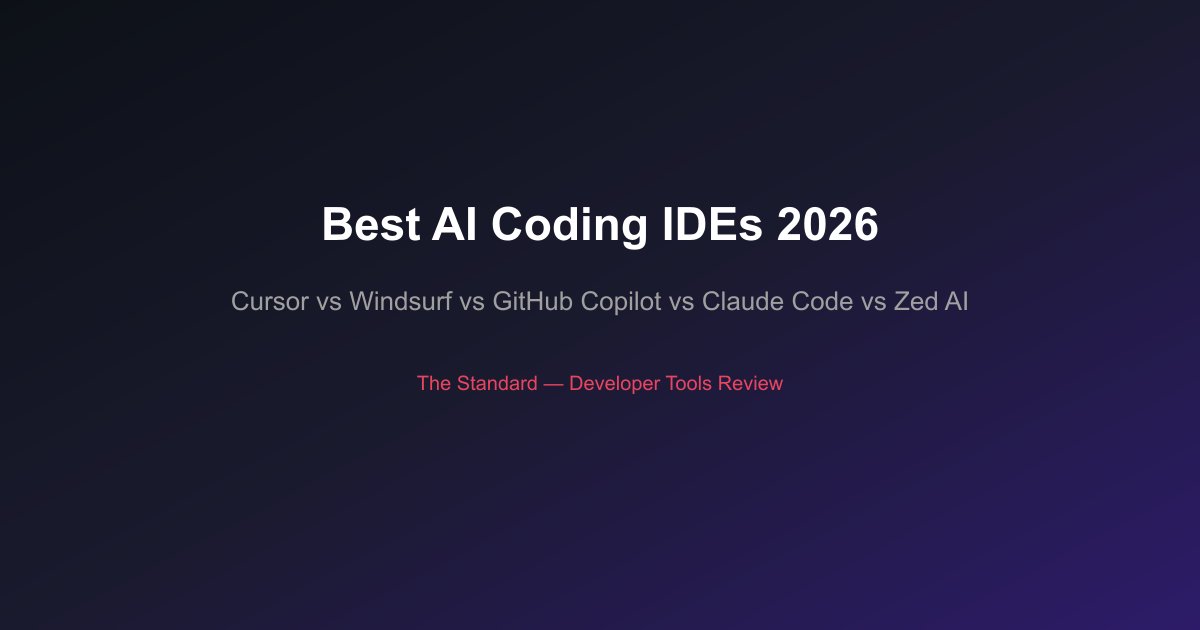 Five AI coding IDEs — Cursor, Windsurf/Devin Desktop, GitHub Copilot, Claude Code, and Zed AI — compared head-to-head
