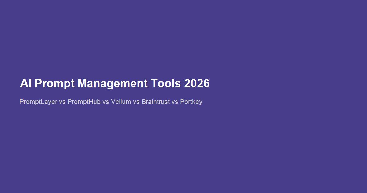 Five AI prompt management platforms compared for 2026: PromptLayer, PromptHub, Vellum, Braintrust, and Portkey